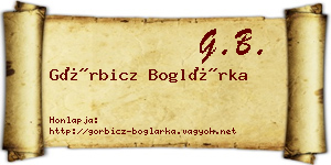 Görbicz Boglárka névjegykártya