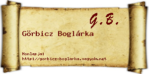 Görbicz Boglárka névjegykártya